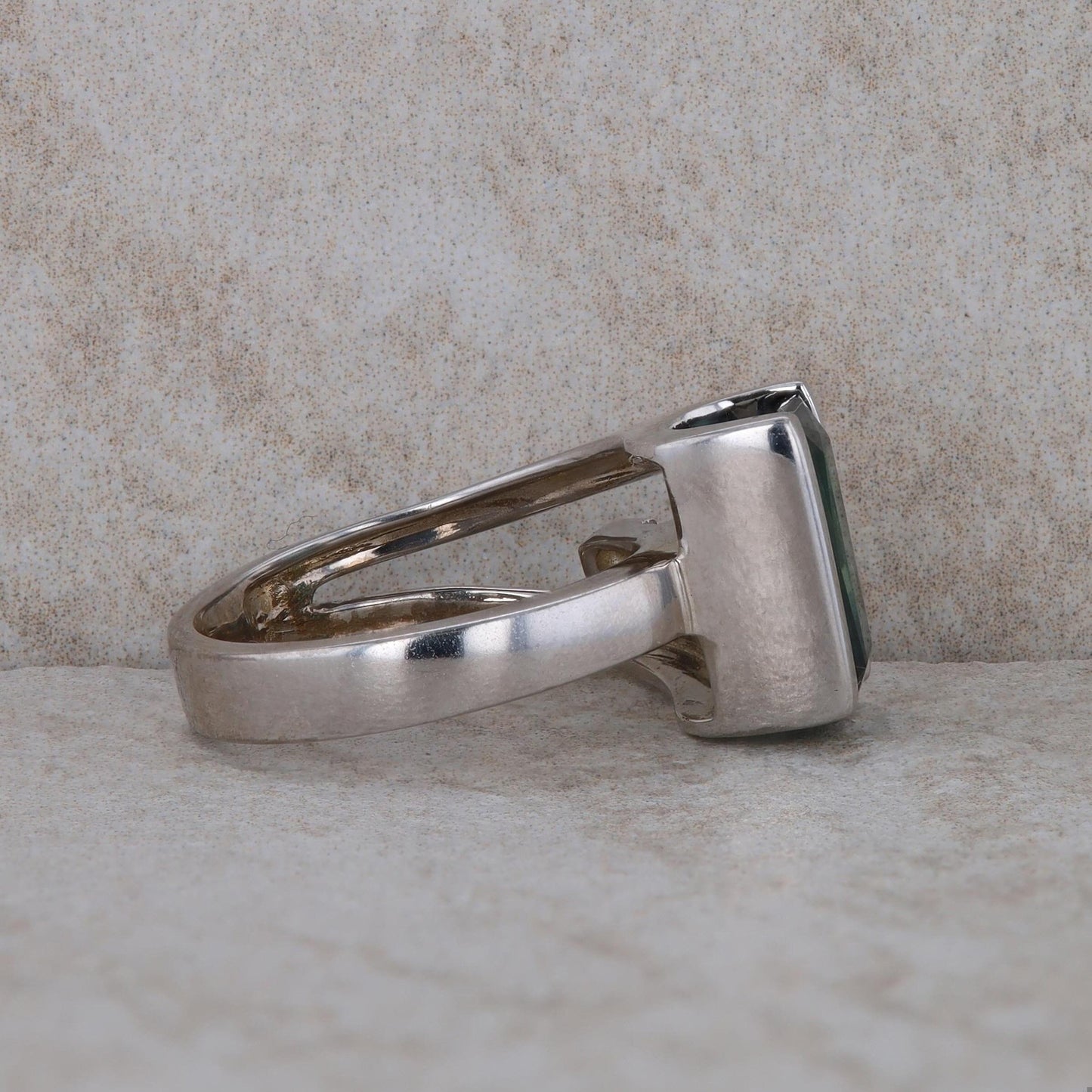 14k White Gold Chrome Diopside Rectangular Step Cut Ring