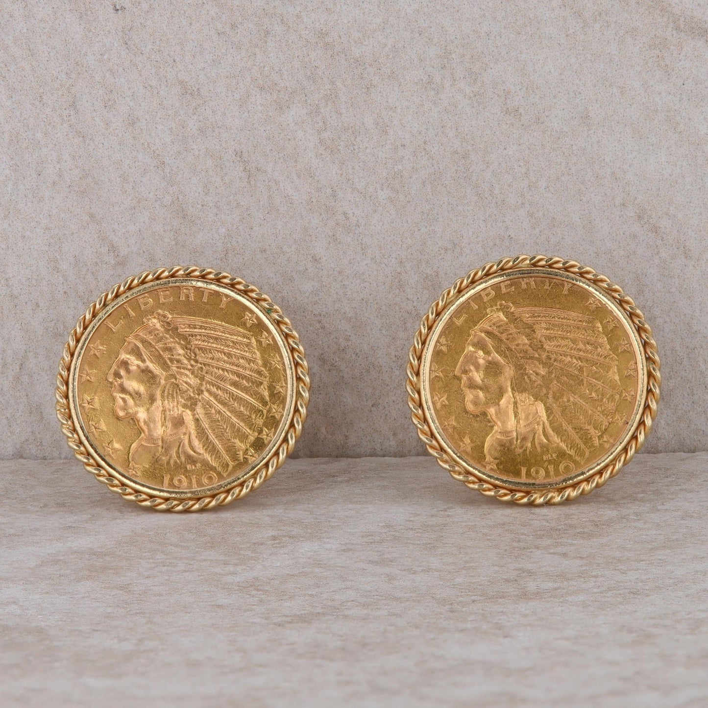 14k Yellow Gold 1910 Liberty Coin Cufflinks