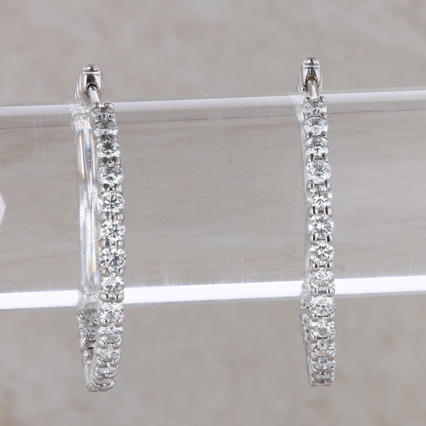 18k White Gold Roberto Coin Inside/Outside Diamond Hoop Earrings