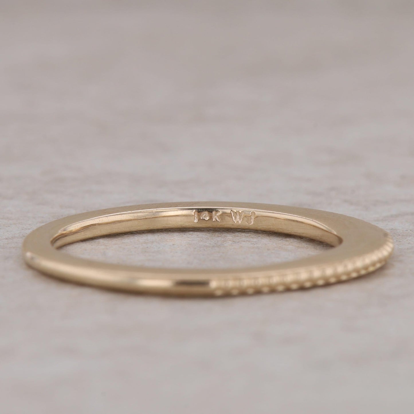 14k Yellow Gold Beaded Trim Knife Edge Band, Finger Size 6.5