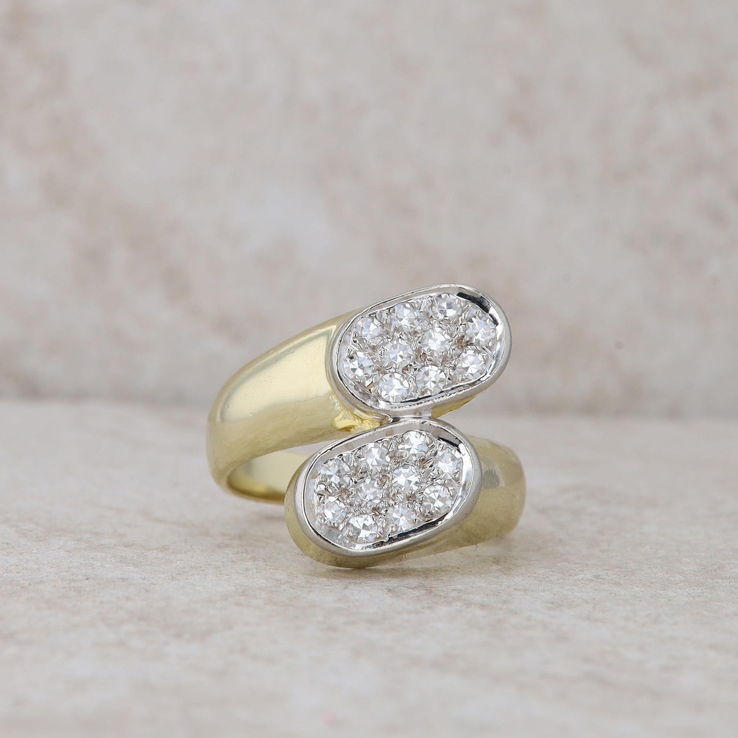 14k Yellow Gold Bypass Diamond Cluster Ring