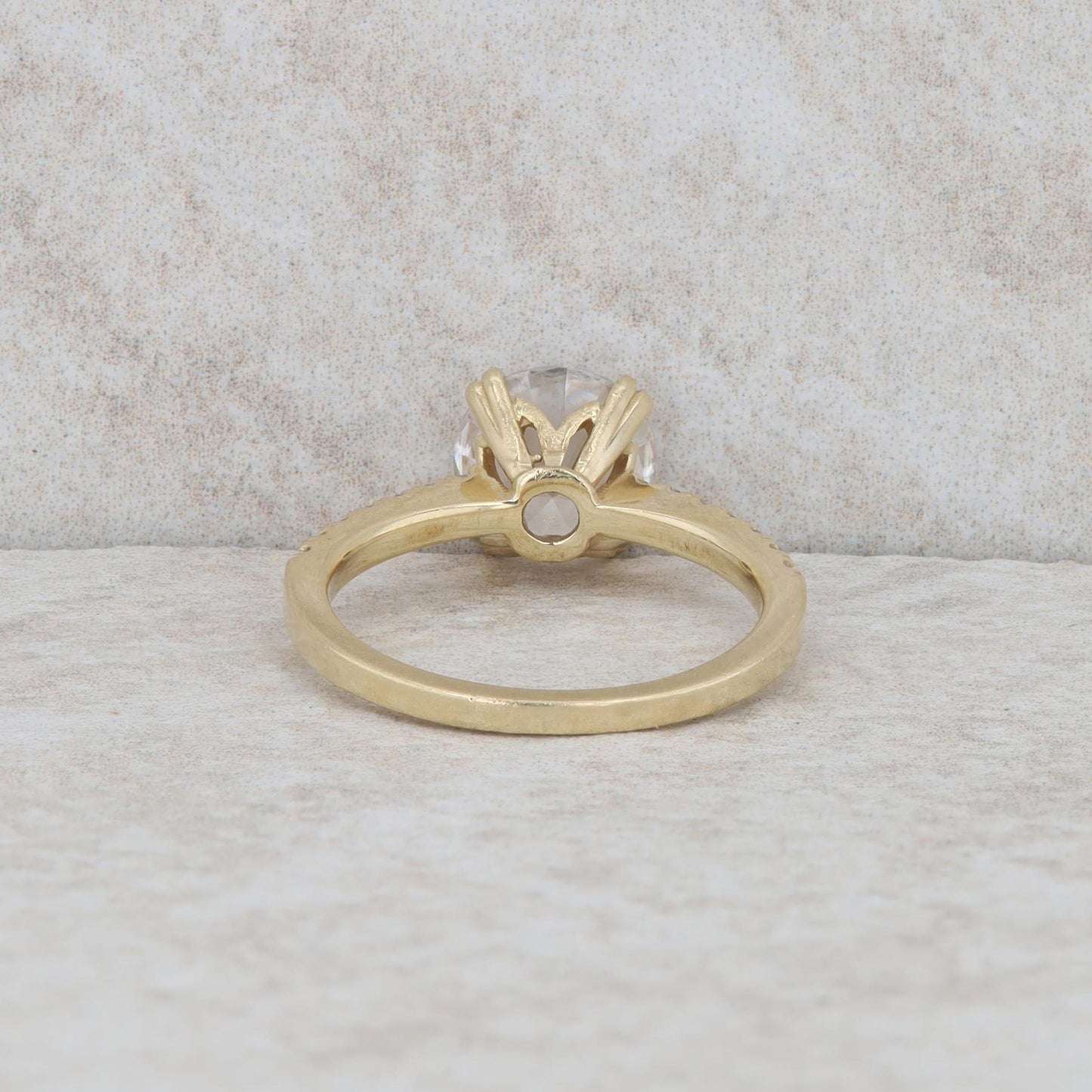 14k Yellow Gold Moissanite and Lab Grown Diamond Engagement Ring