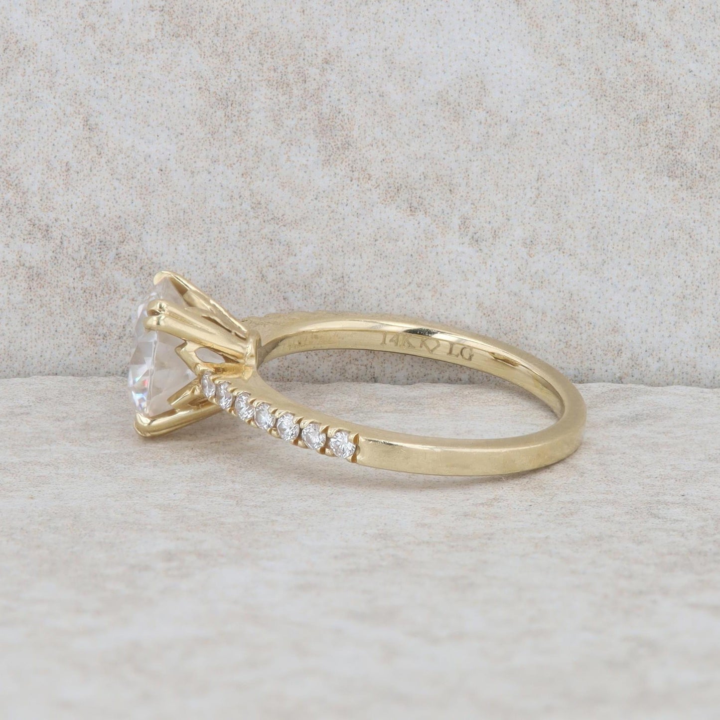 14k Yellow Gold Moissanite and Lab Grown Diamond Engagement Ring