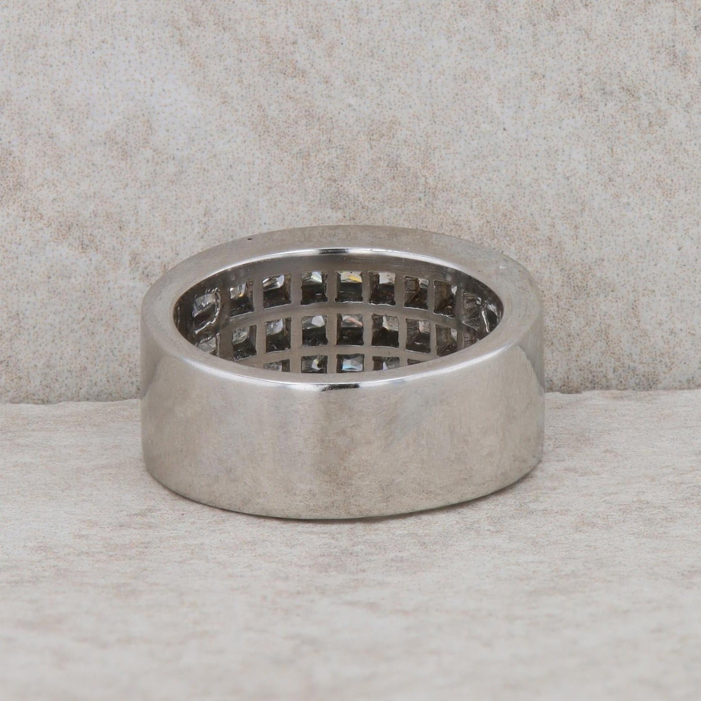 Platinum Three Row Invisible Set Diamond Band