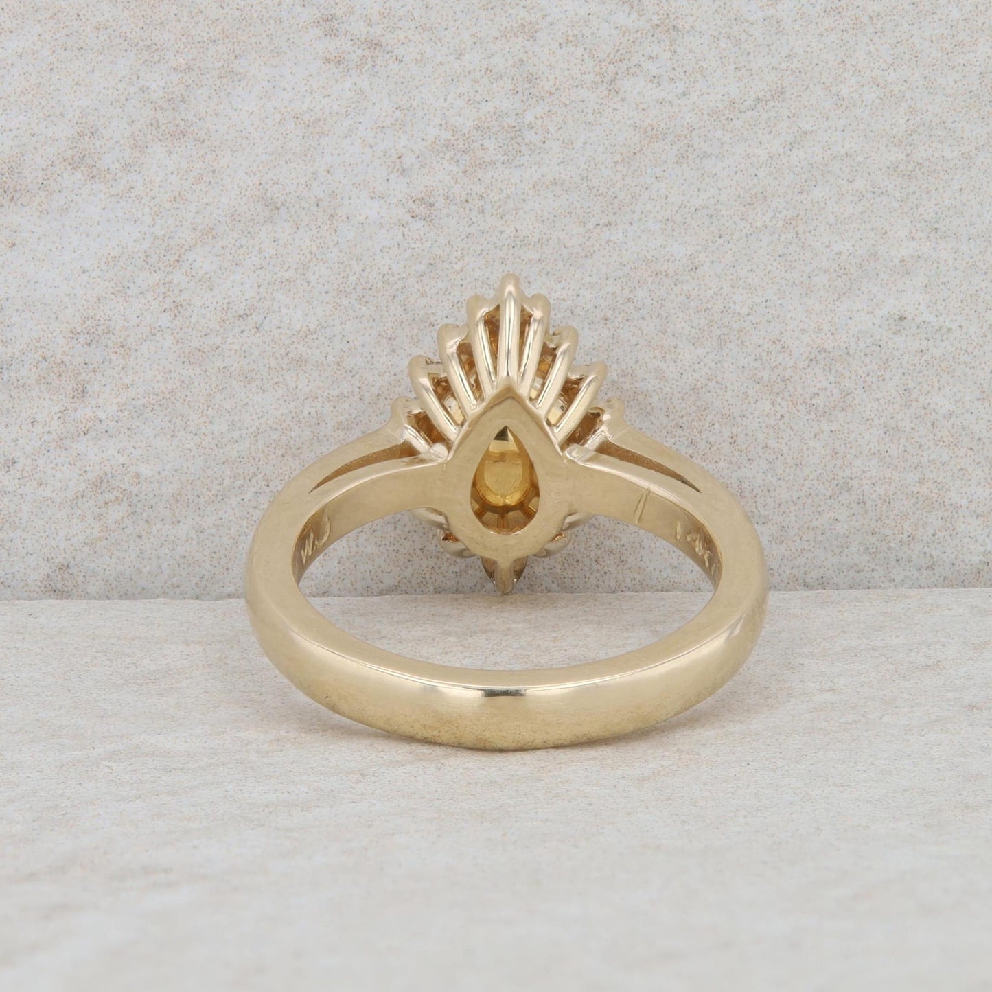 14k Yellow Gold Pear Shaped Halo Engagement Ring