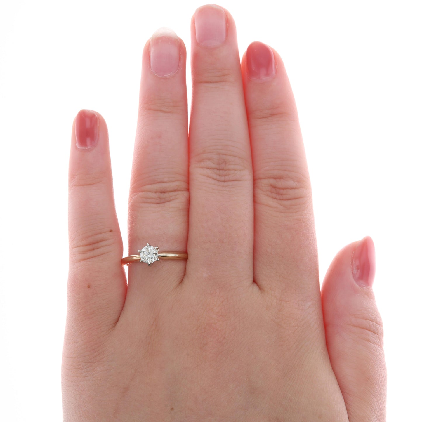 14k Yellow Gold Round Solitaire Engagement Ring + 14k Yellow Gold Band