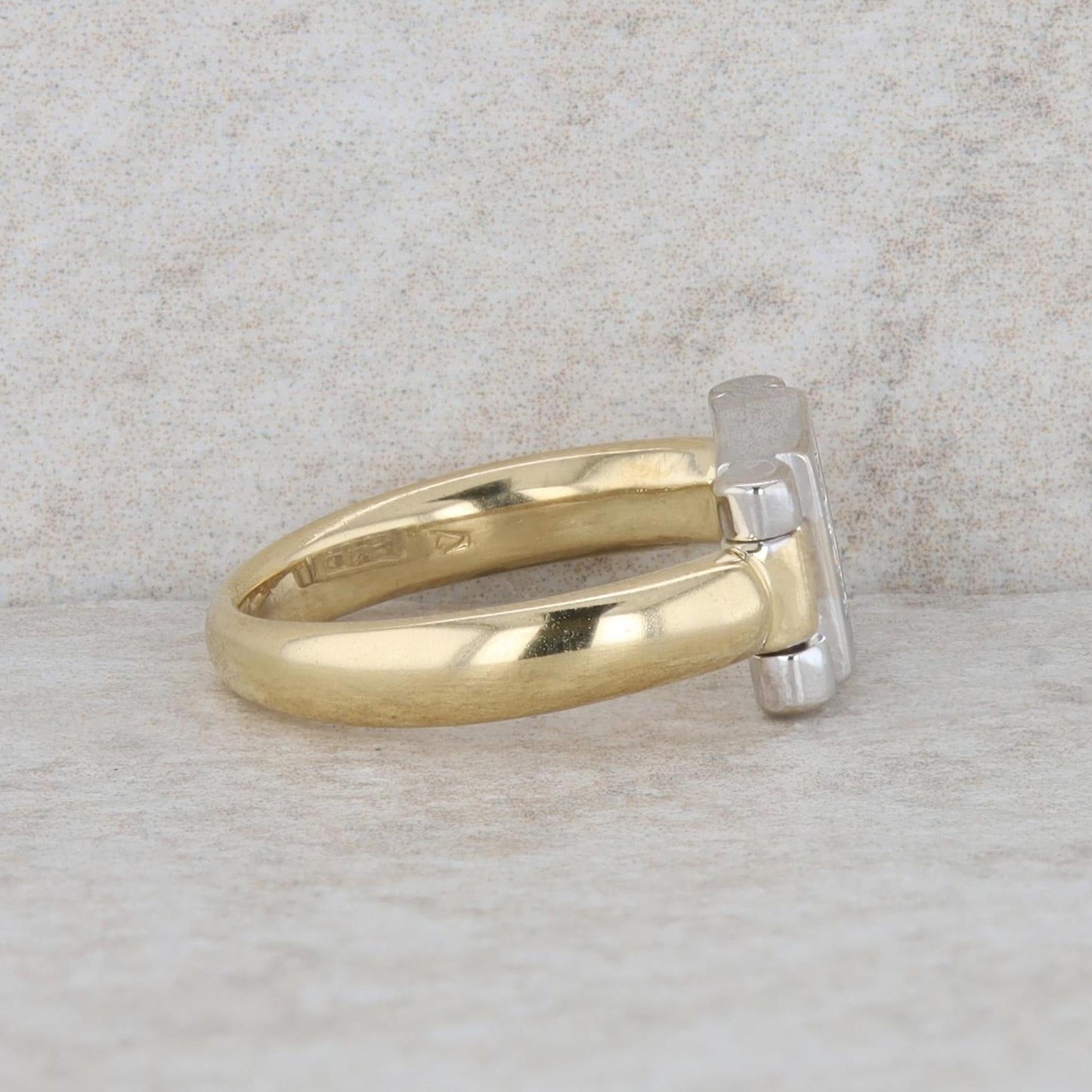 18k Yellow and White Gold Invisible Set Princess Ring