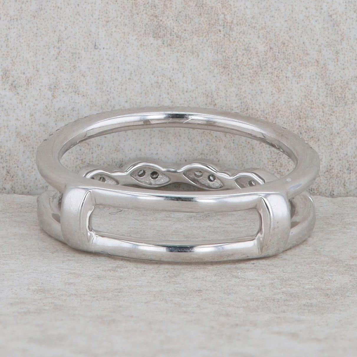 14k White Gold Diamond Twisted & Straight Insert Guard Ring