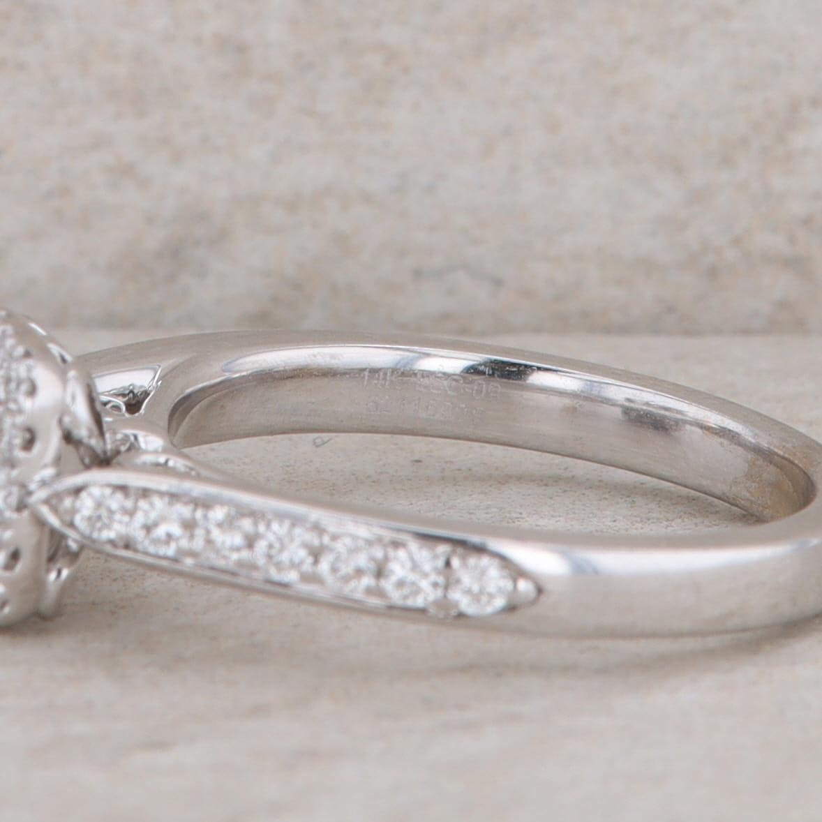Leo Bridal 14k White Gold Princess Cut Halo Cathedral Engagement Ring