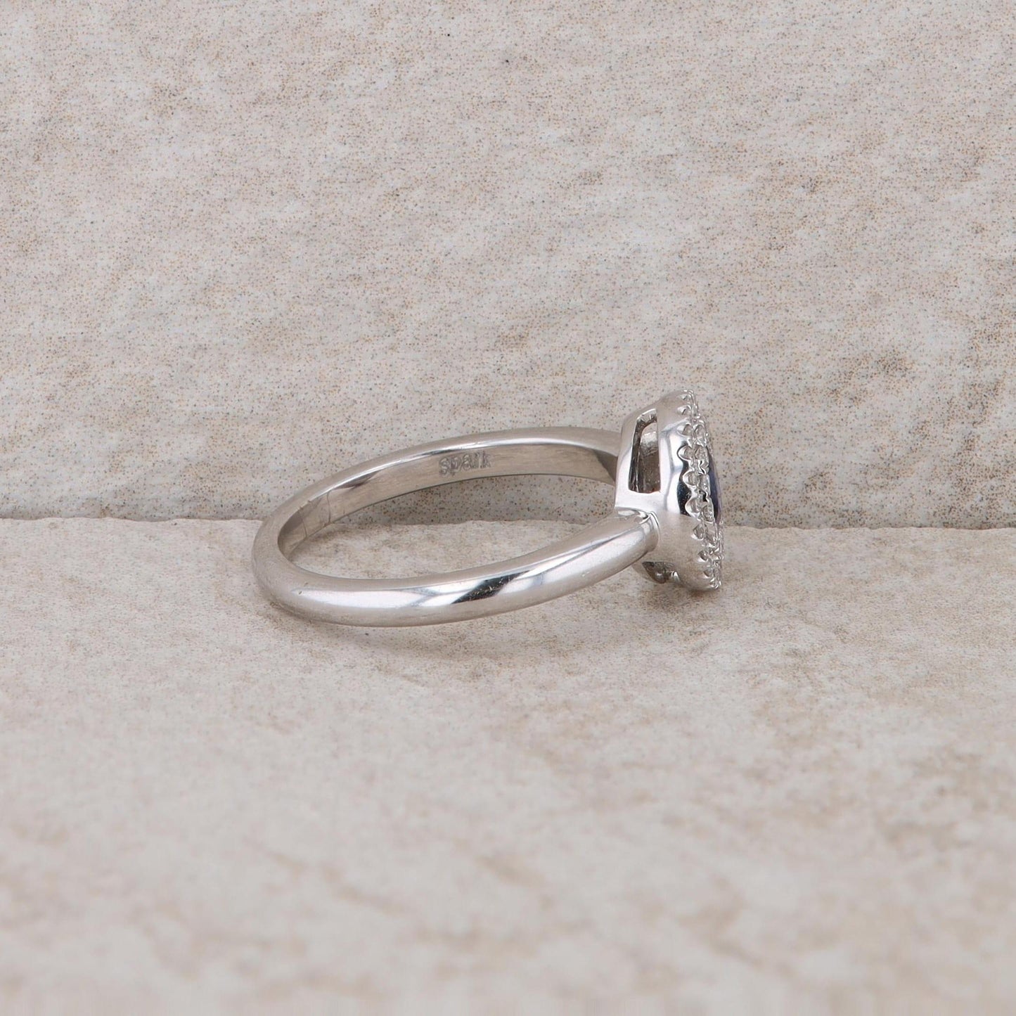 Spark 18k White Gold Sapphire and Diamond Double Halo Ring