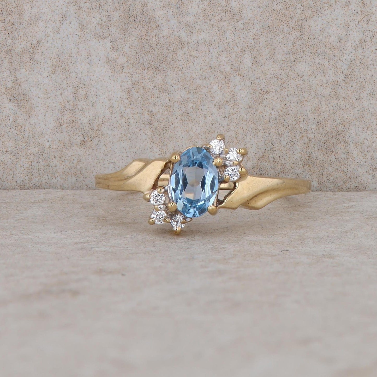 10k Yellow Gold Synthetic Spinel and Cubic Zirconia Ring