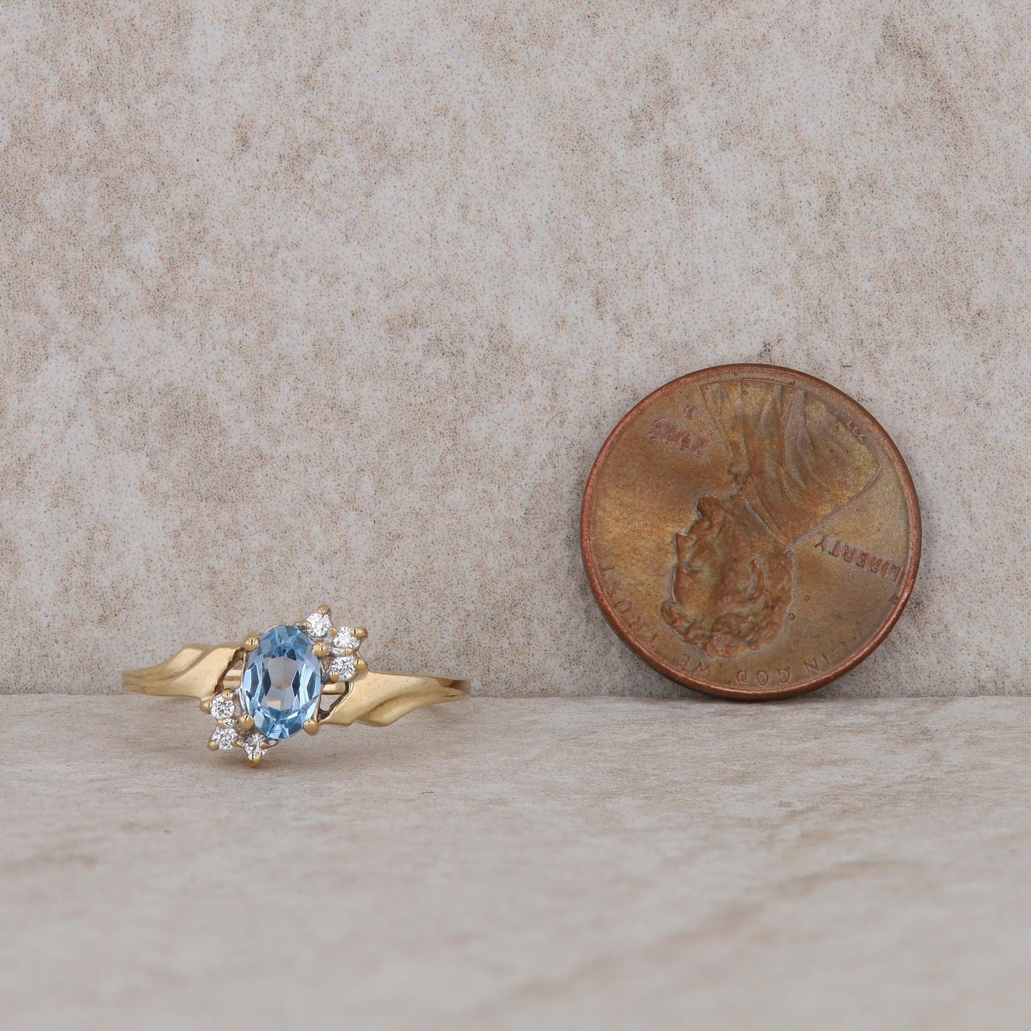 10k Yellow Gold Synthetic Spinel and Cubic Zirconia Ring
