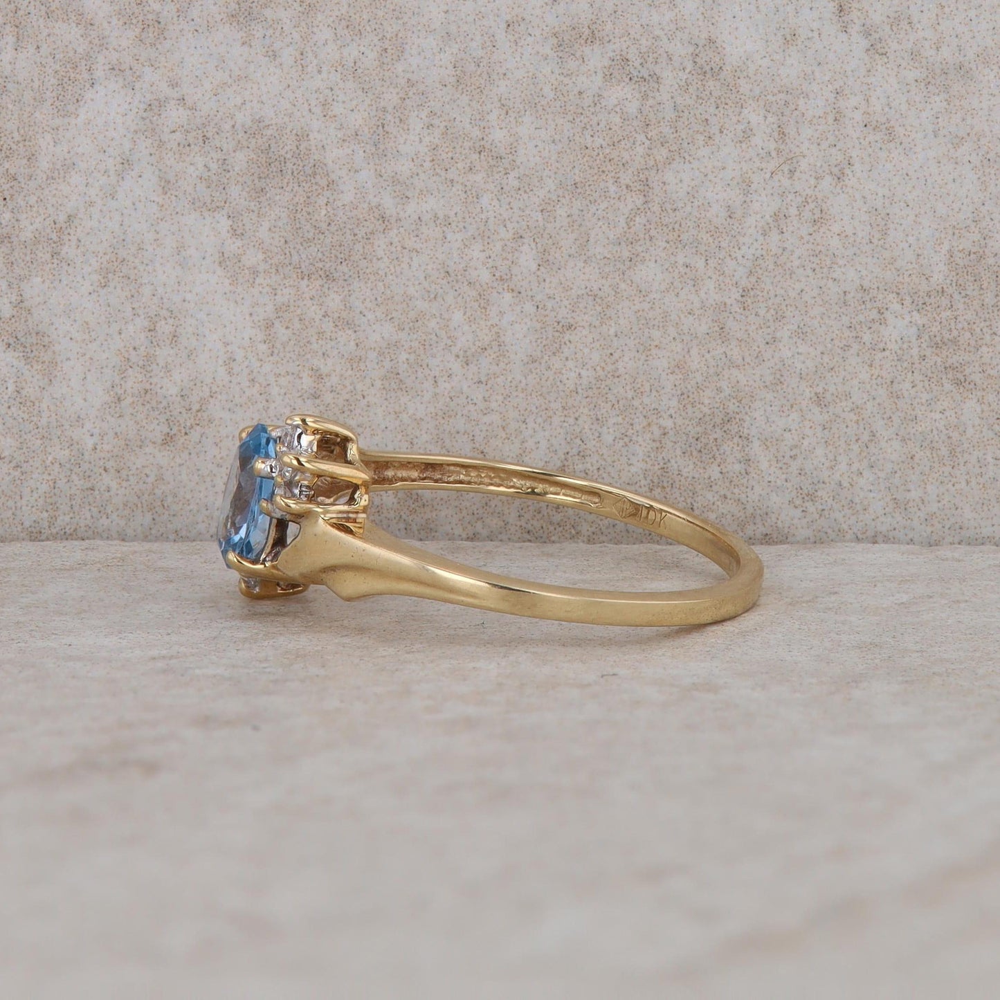 10k Yellow Gold Synthetic Spinel and Cubic Zirconia Ring