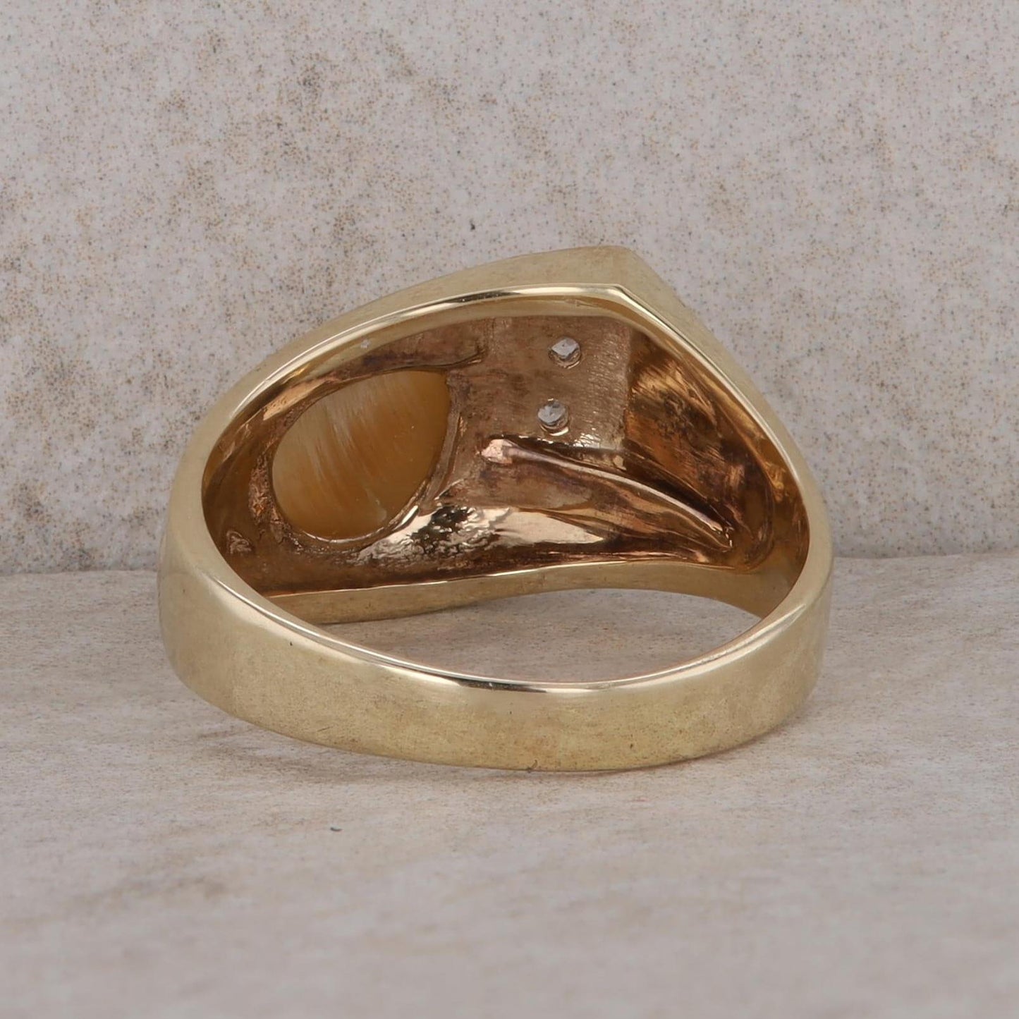 10k Yellow Gold Tigers Eye and Diamond Ring