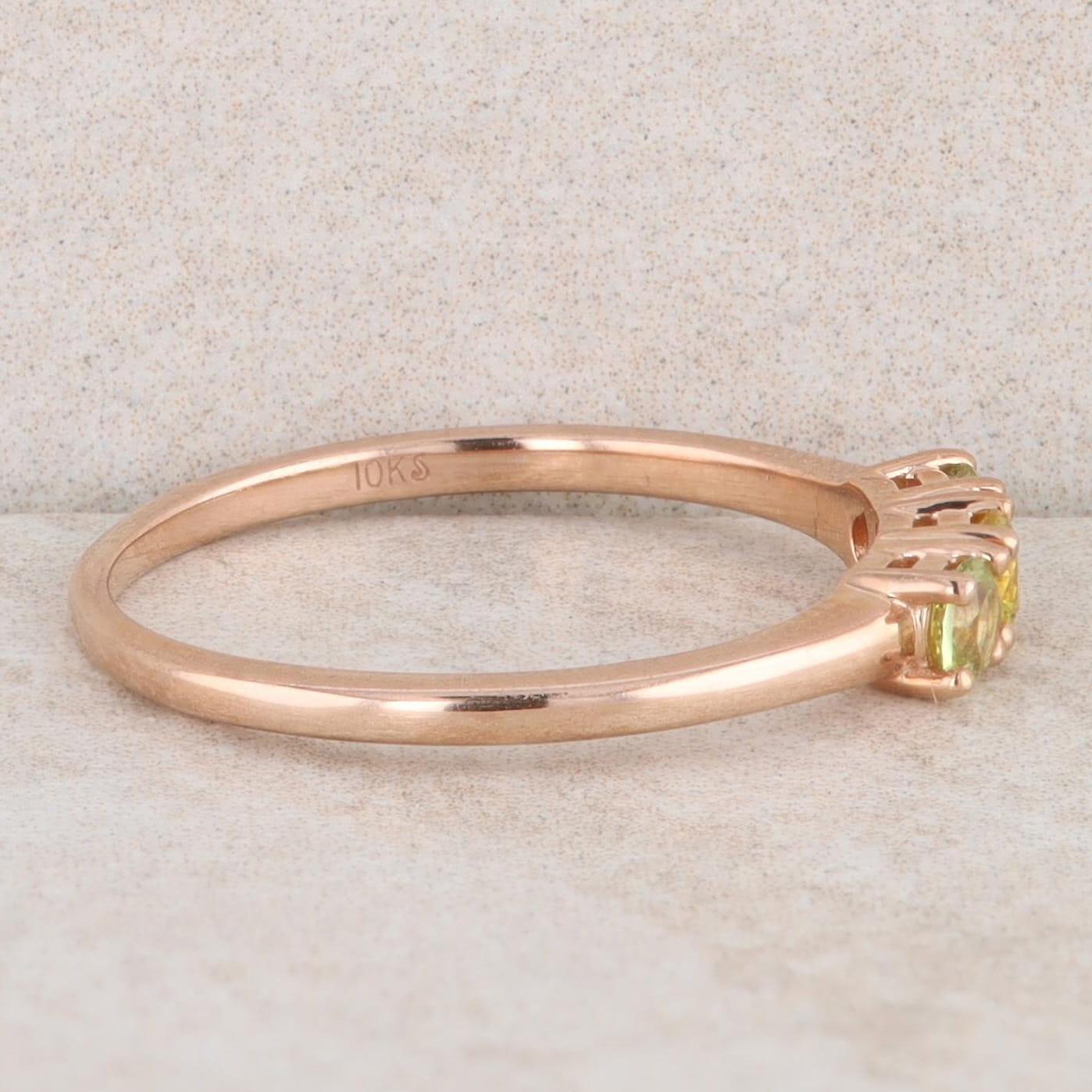 10k Rose Gold Imitation Peridot and Imitation Citrine Birthstone Ring