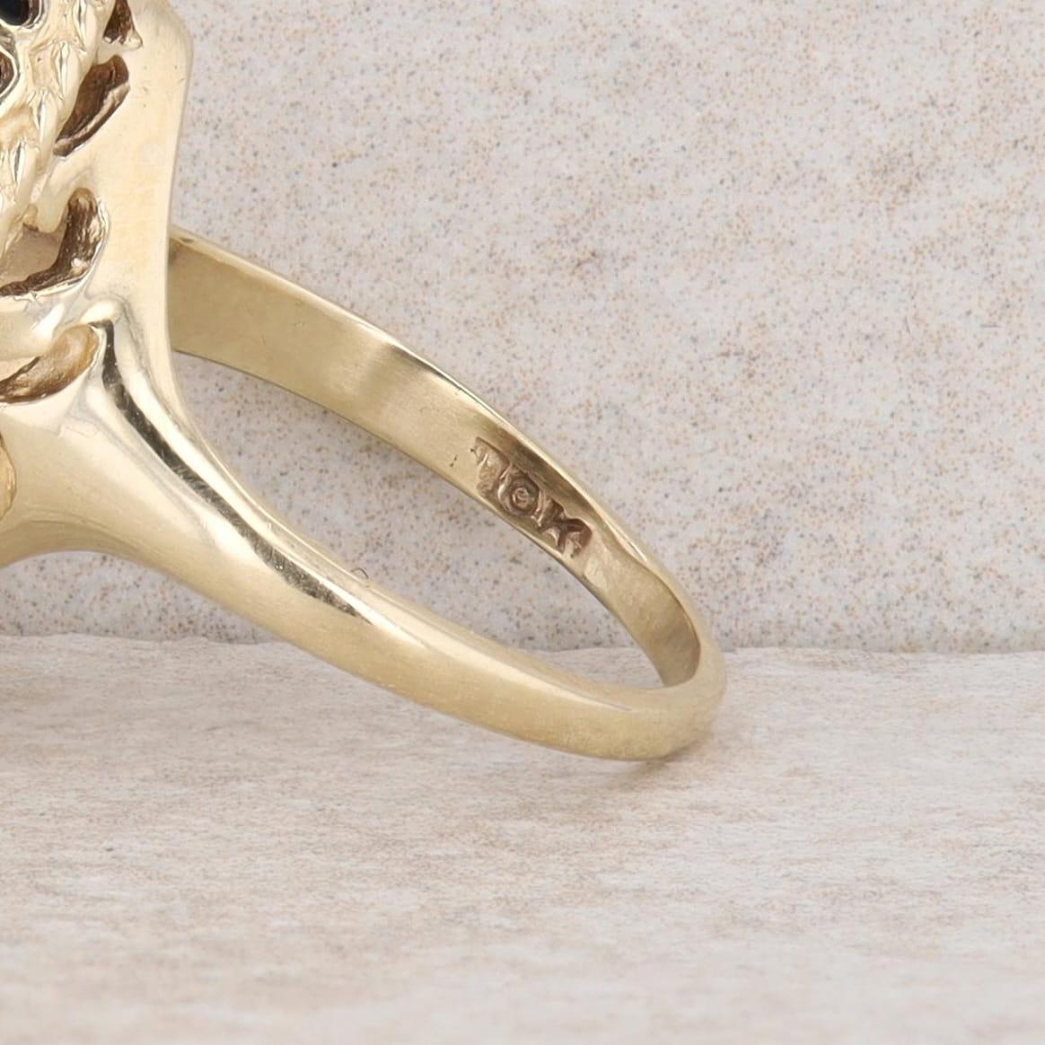10k Two-Tone Gold Marquise Onyx & Diamond Ring, Finger Size 6