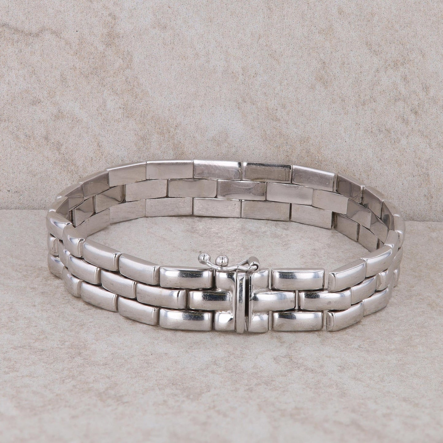 14k White Gold Link Style Bracelet