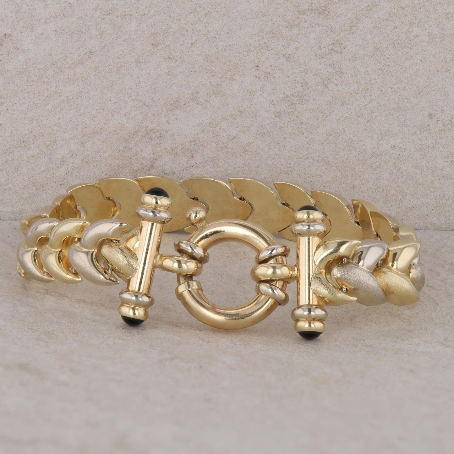 14k Yellow Gold Fashion Link Spring Ring Bracelet 22.31g