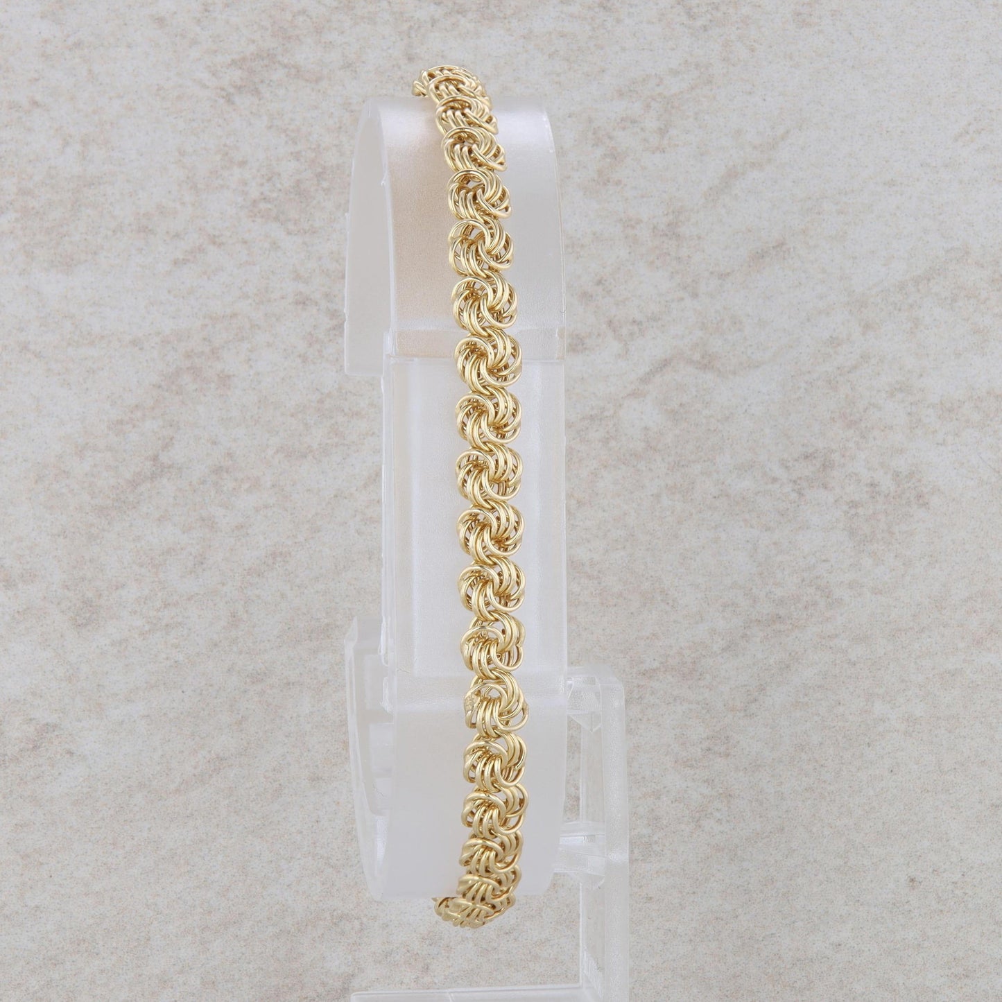 14k Yellow Gold Circle Love Knot Swirl Link Bracelet 2.72g