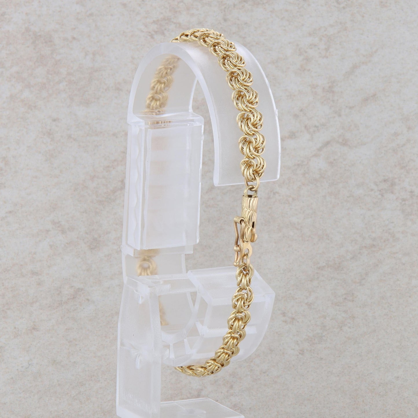 14k Yellow Gold Circle Love Knot Swirl Link Bracelet 2.72g