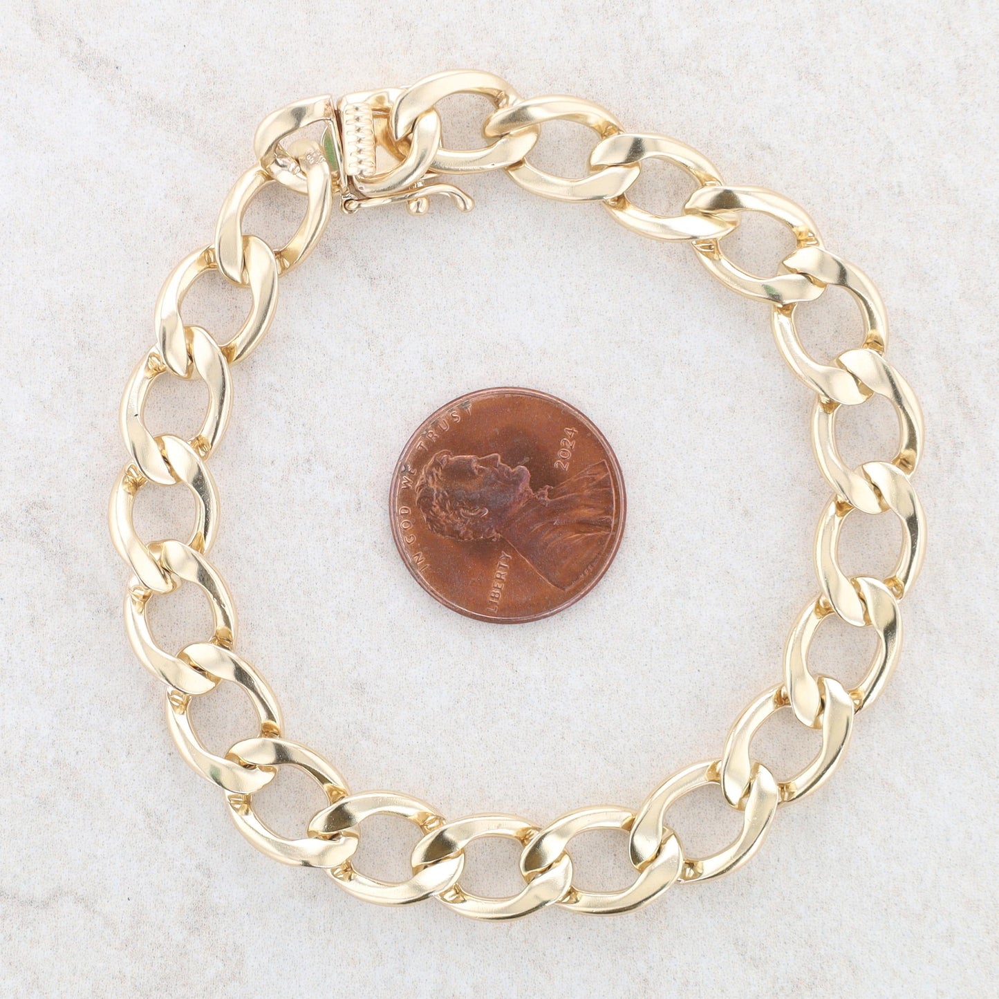 14k Yellow Gold Wide Oval Link Bracelet, 23.1g