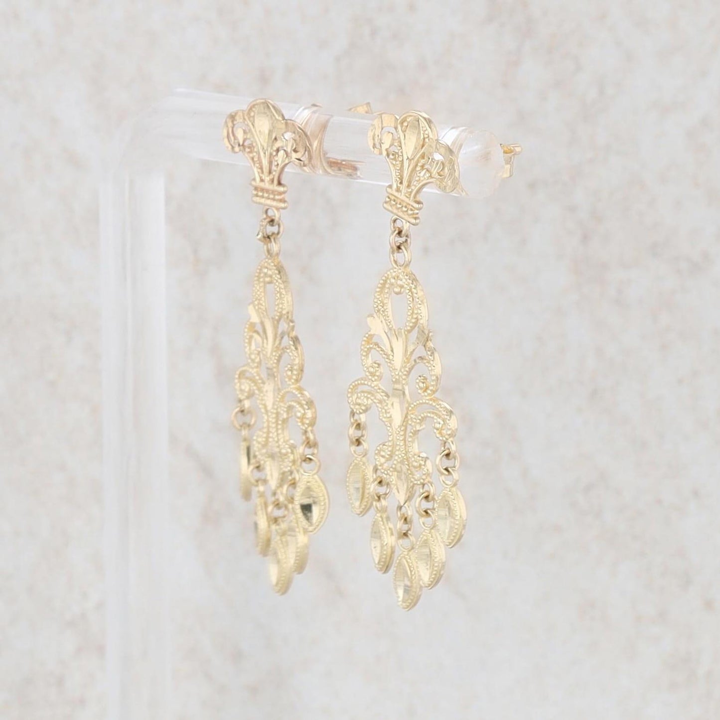 14k Yellow Gold Vintage Style Dangle Earrings 2.74g