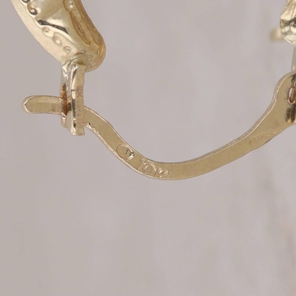 10k Yellow Gold textured Hoop Earrings, 0.5g