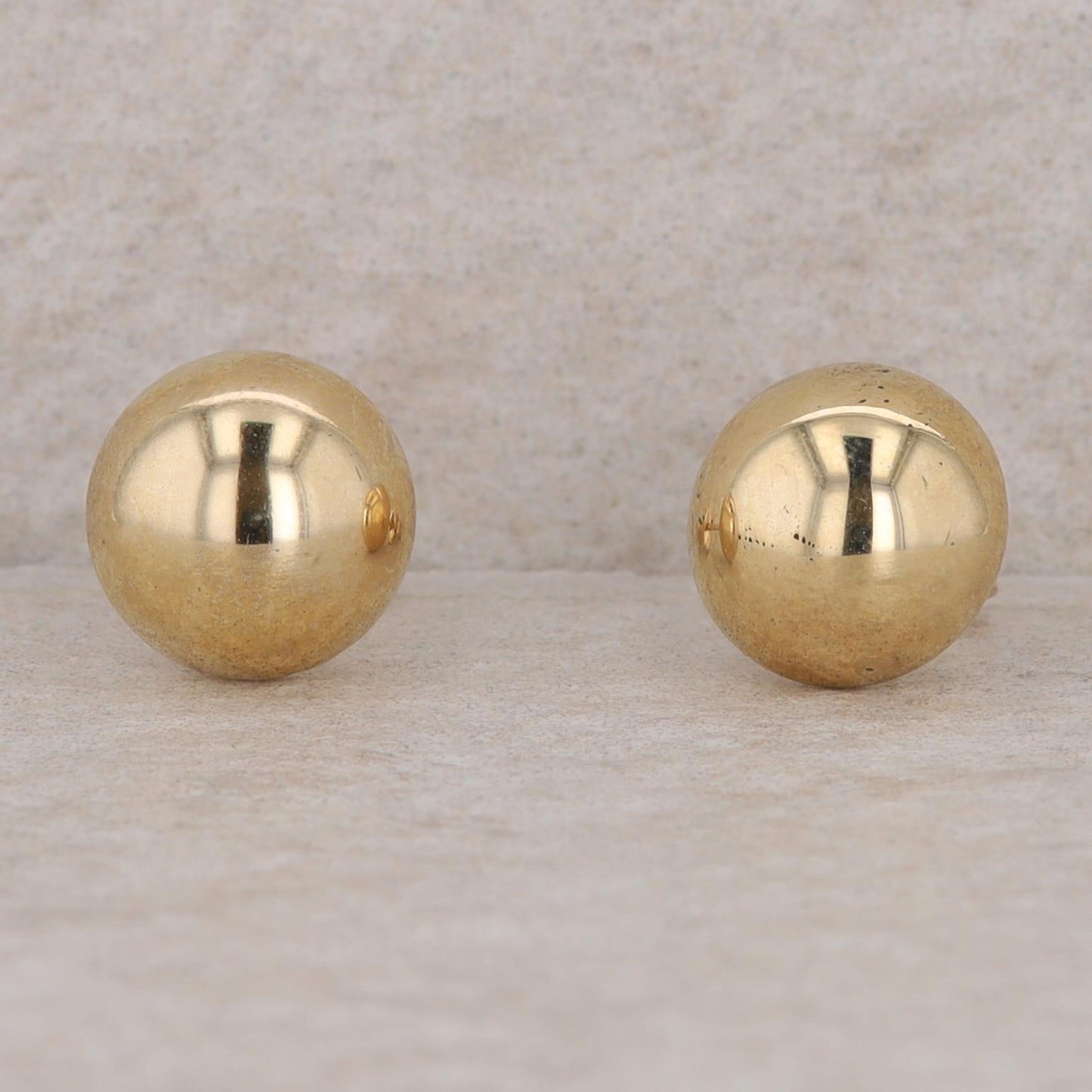 14k Yellow Gold Domed Button High Polish Stud Earrings, 1.4g