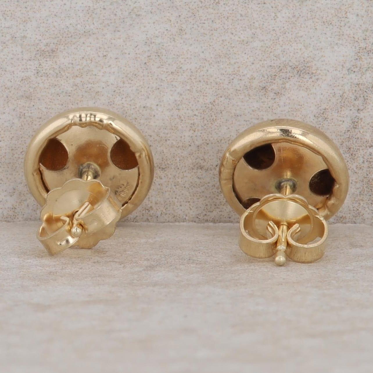 14k Yellow Gold Domed Button High Polish Stud Earrings, 1.4g