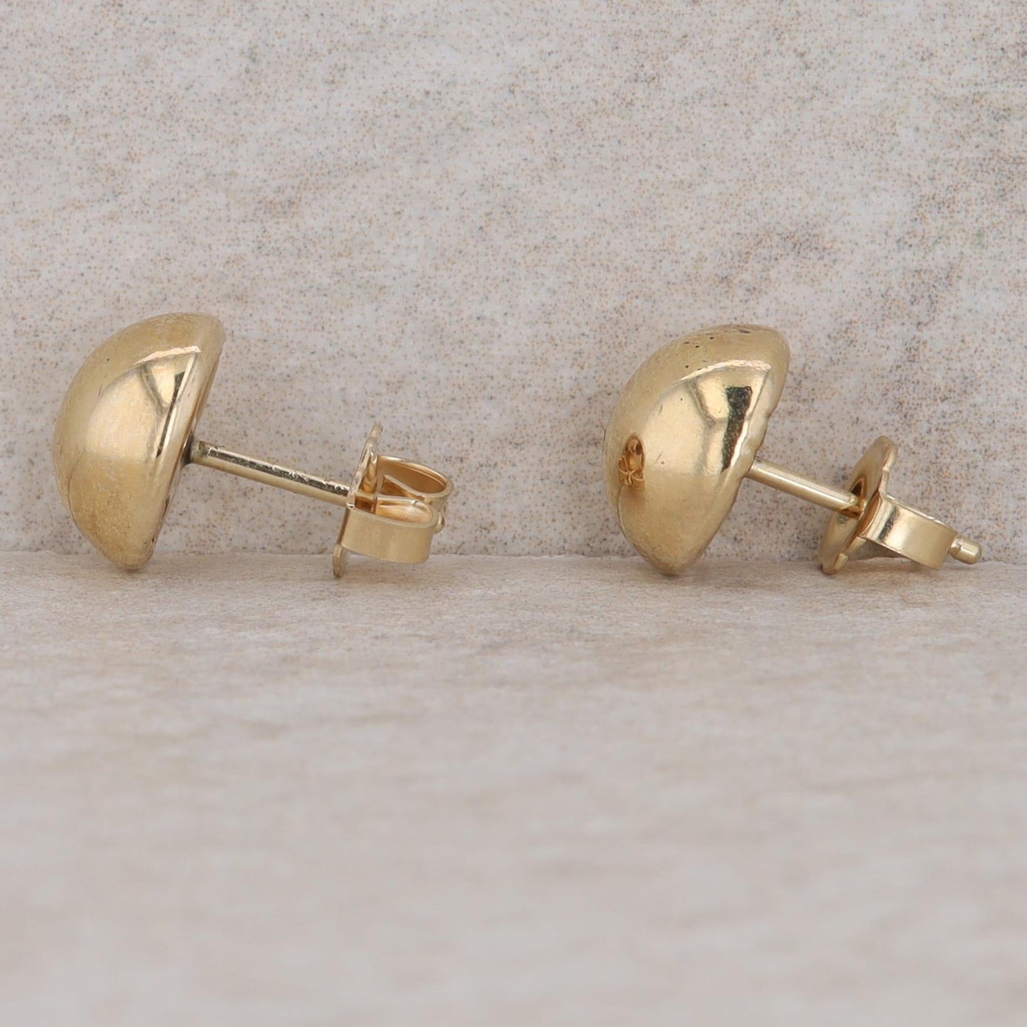 14k Yellow Gold Domed Button High Polish Stud Earrings, 1.4g