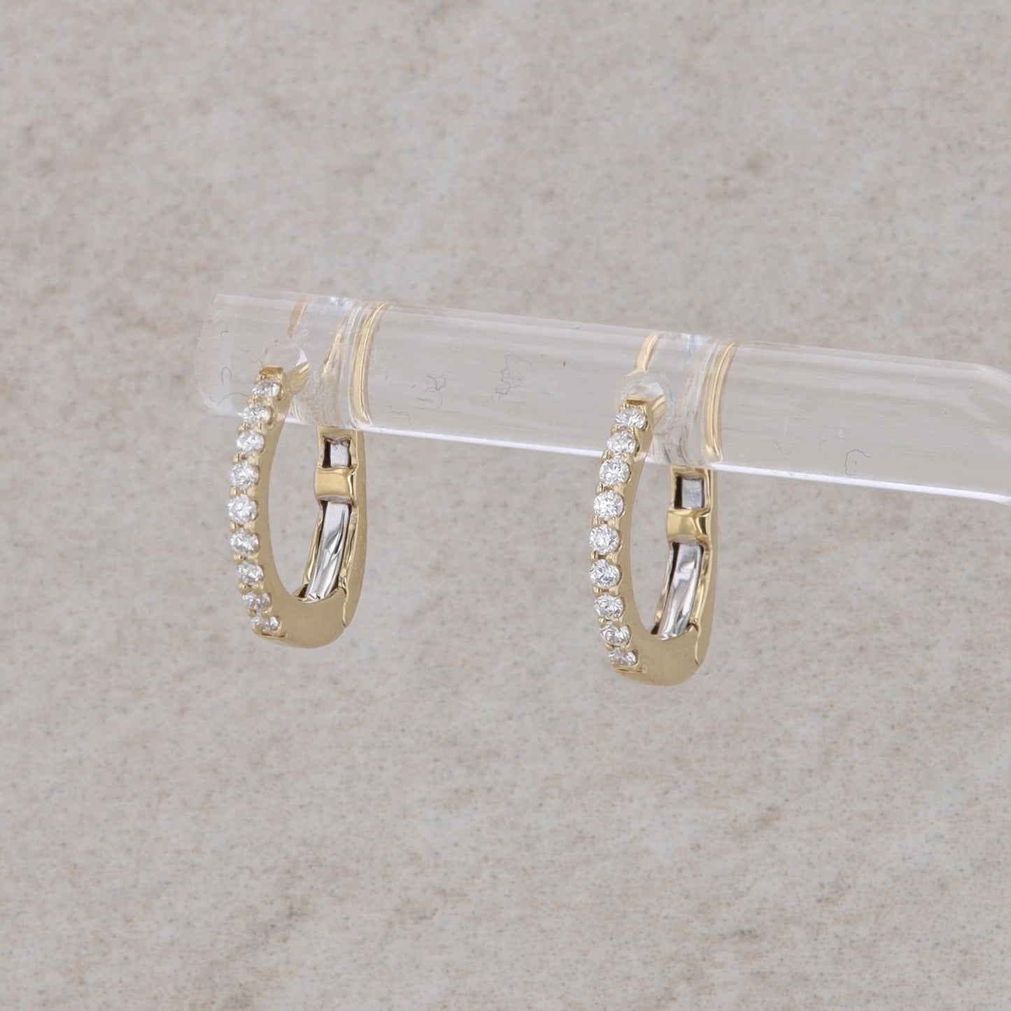 14k Yellow Gold Diamond Huggie Earrings