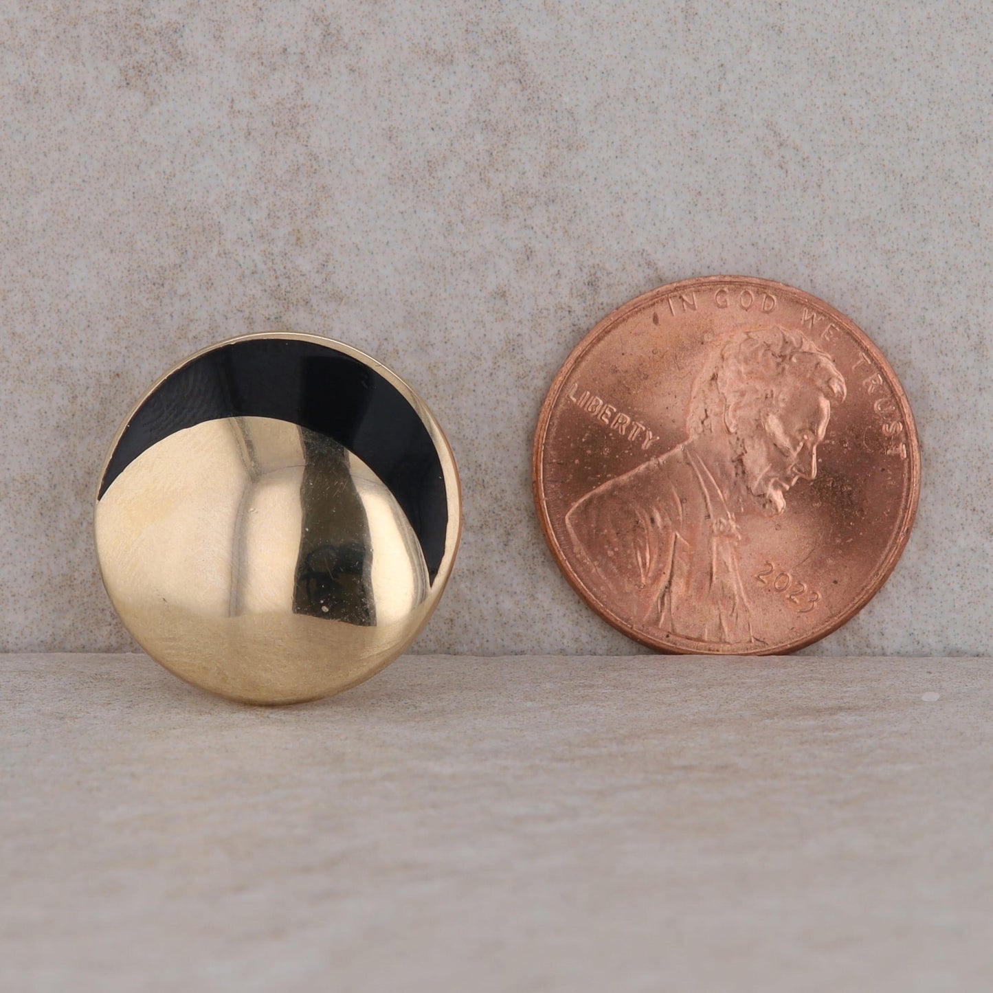 14k Yellow Gold and Onyx Disc Stud Earrings