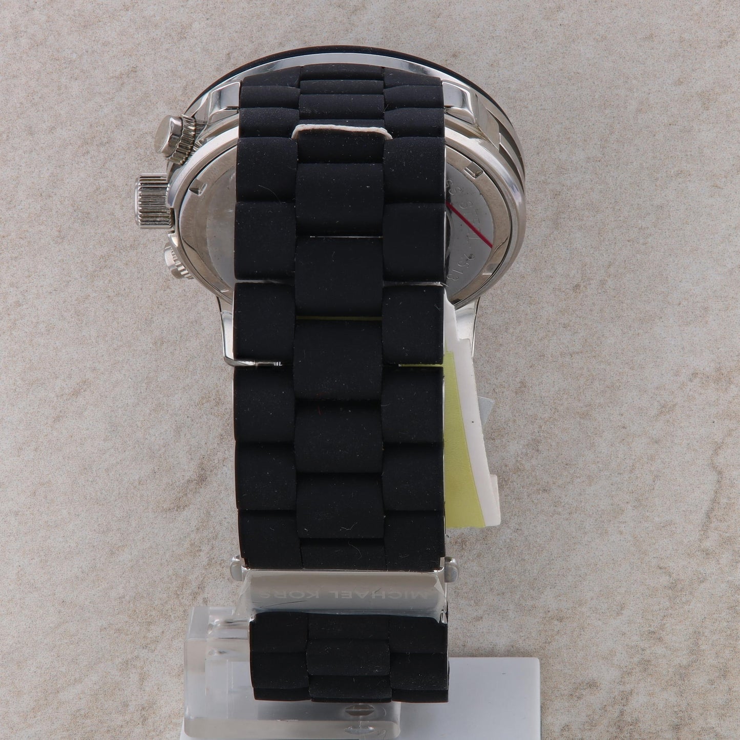 Michael Kors Runaway MK8107 Black Rubber Silver Accent Chronograph Men's Watch
