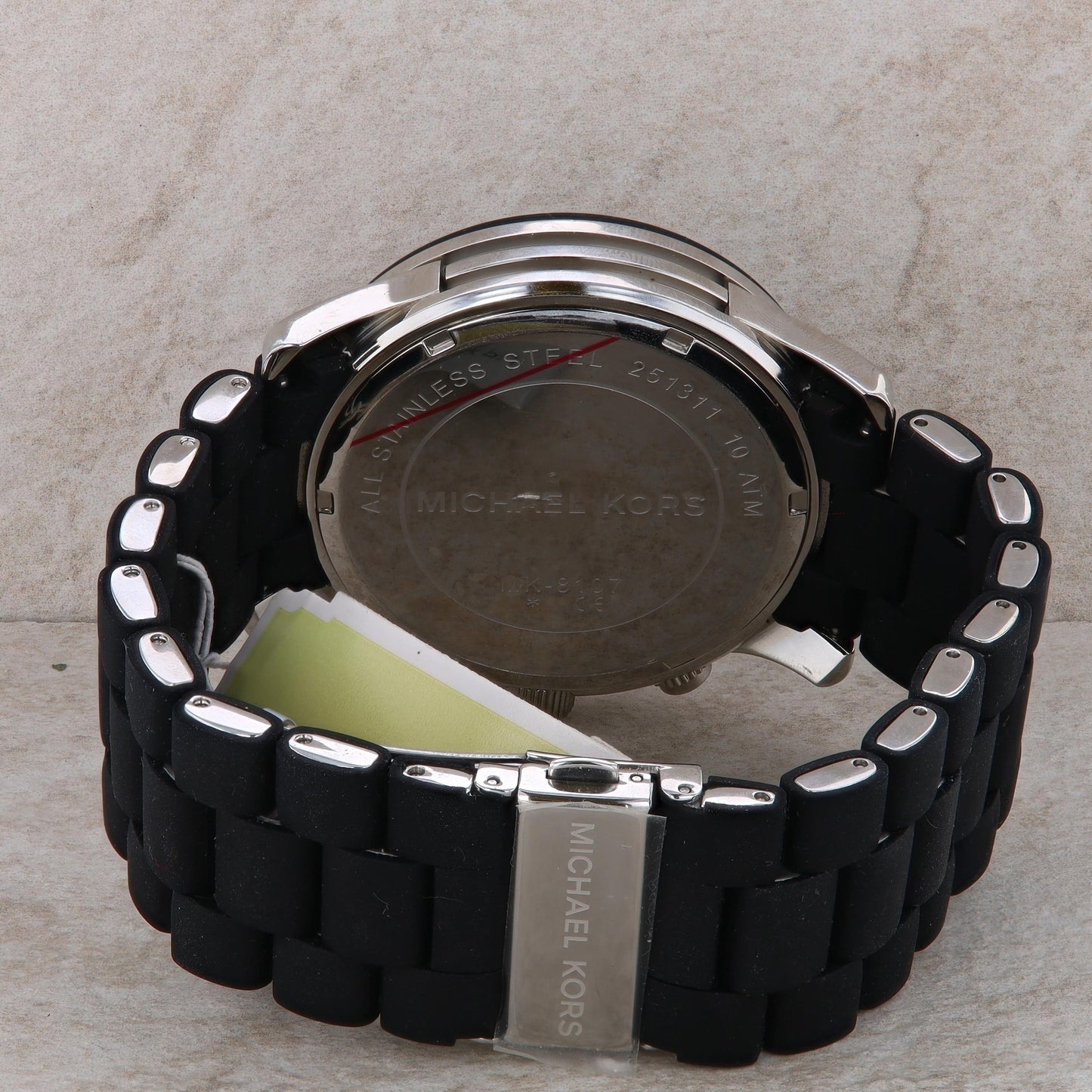 Michael Kors Runaway MK8107 Black Rubber Silver Accent Chronograph Men's Watch
