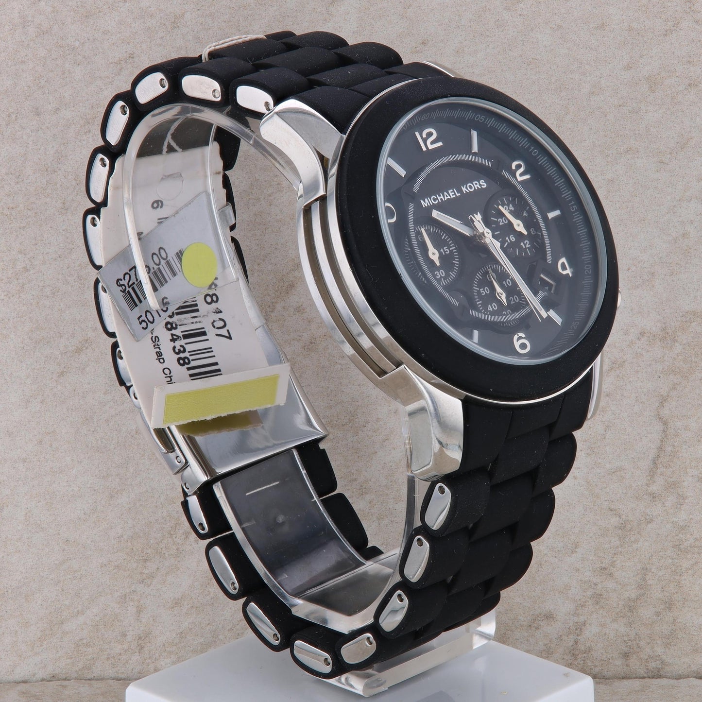 Michael Kors Runaway MK8107 Black Rubber Silver Accent Chronograph Men's Watch