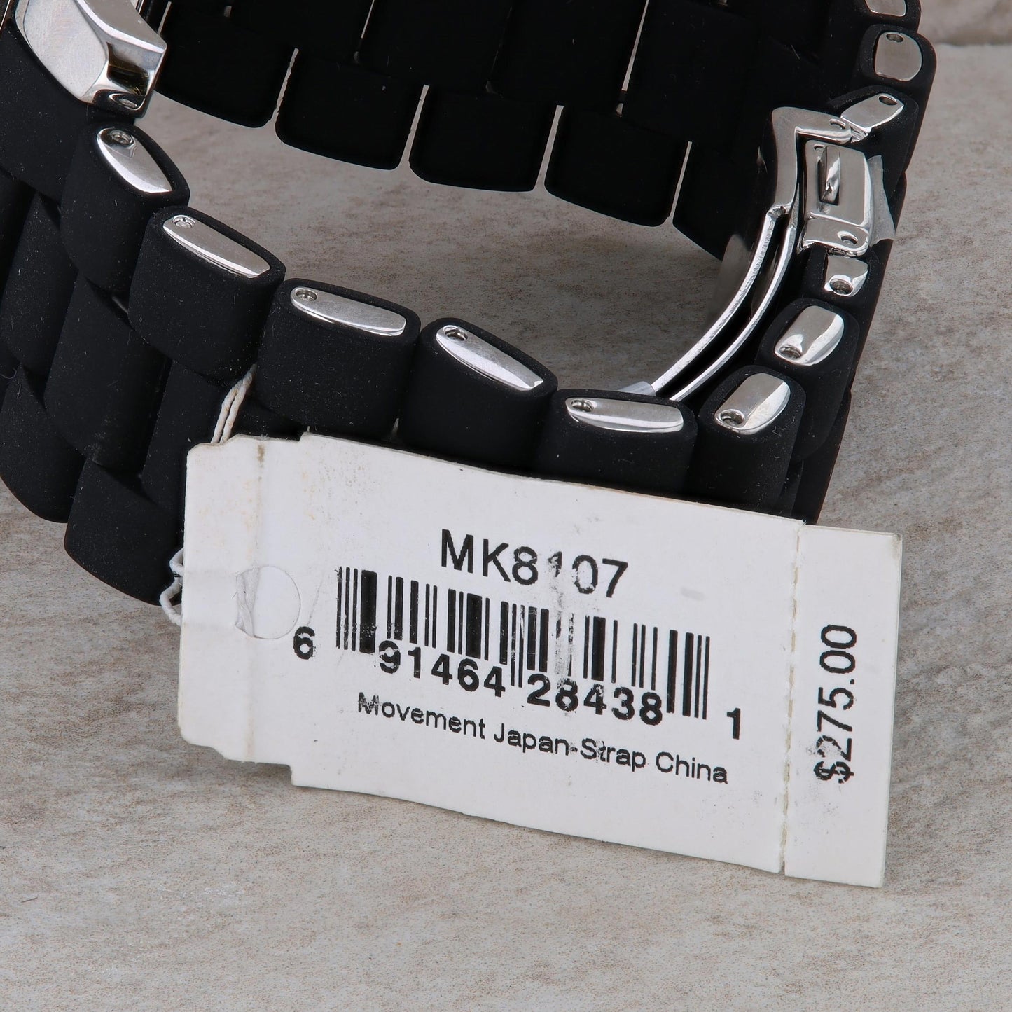 Michael Kors Runaway MK8107 Black Rubber Silver Accent Chronograph Men's Watch