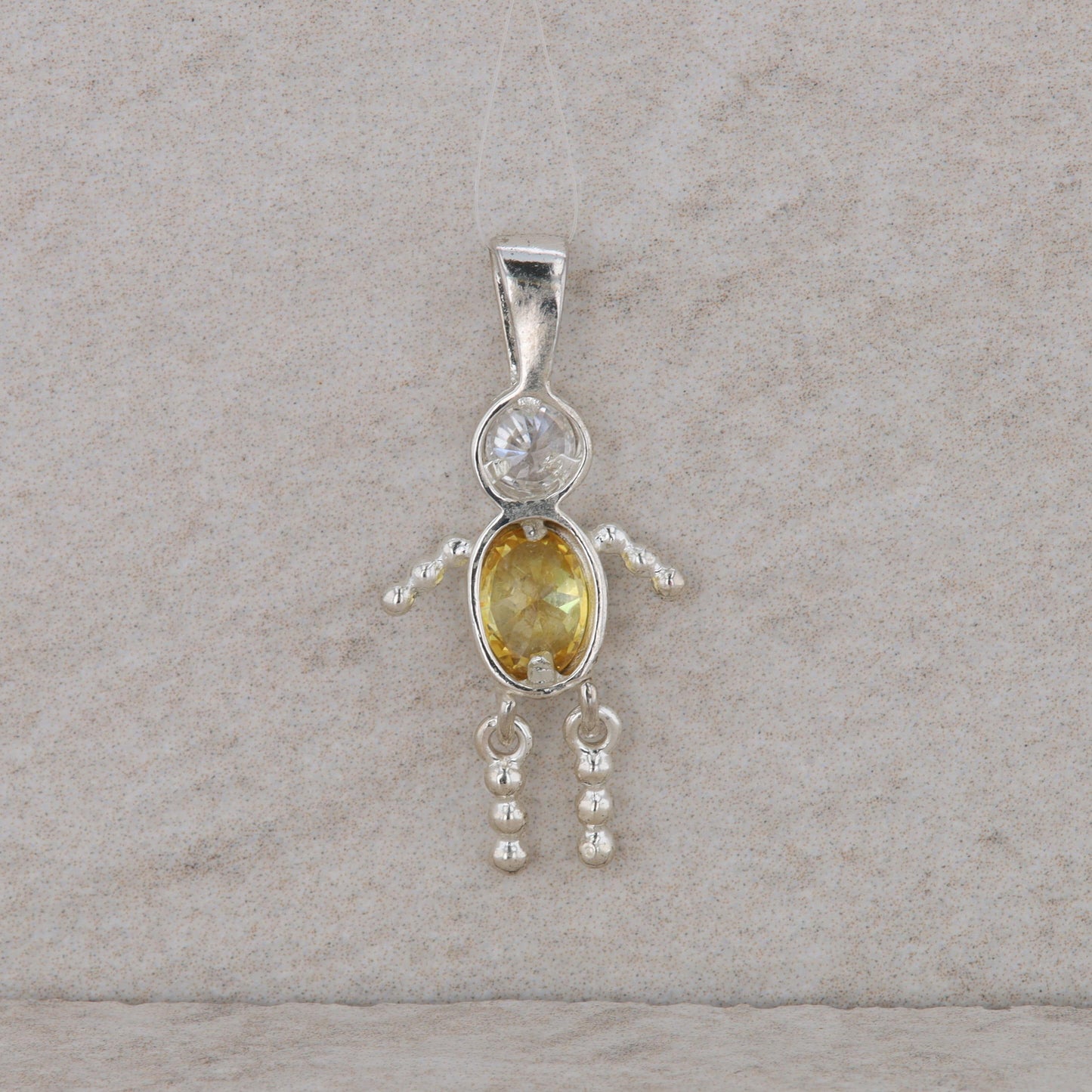 Sterling Silver Baby Boy November Birthstone Citrine Charm 1.73g