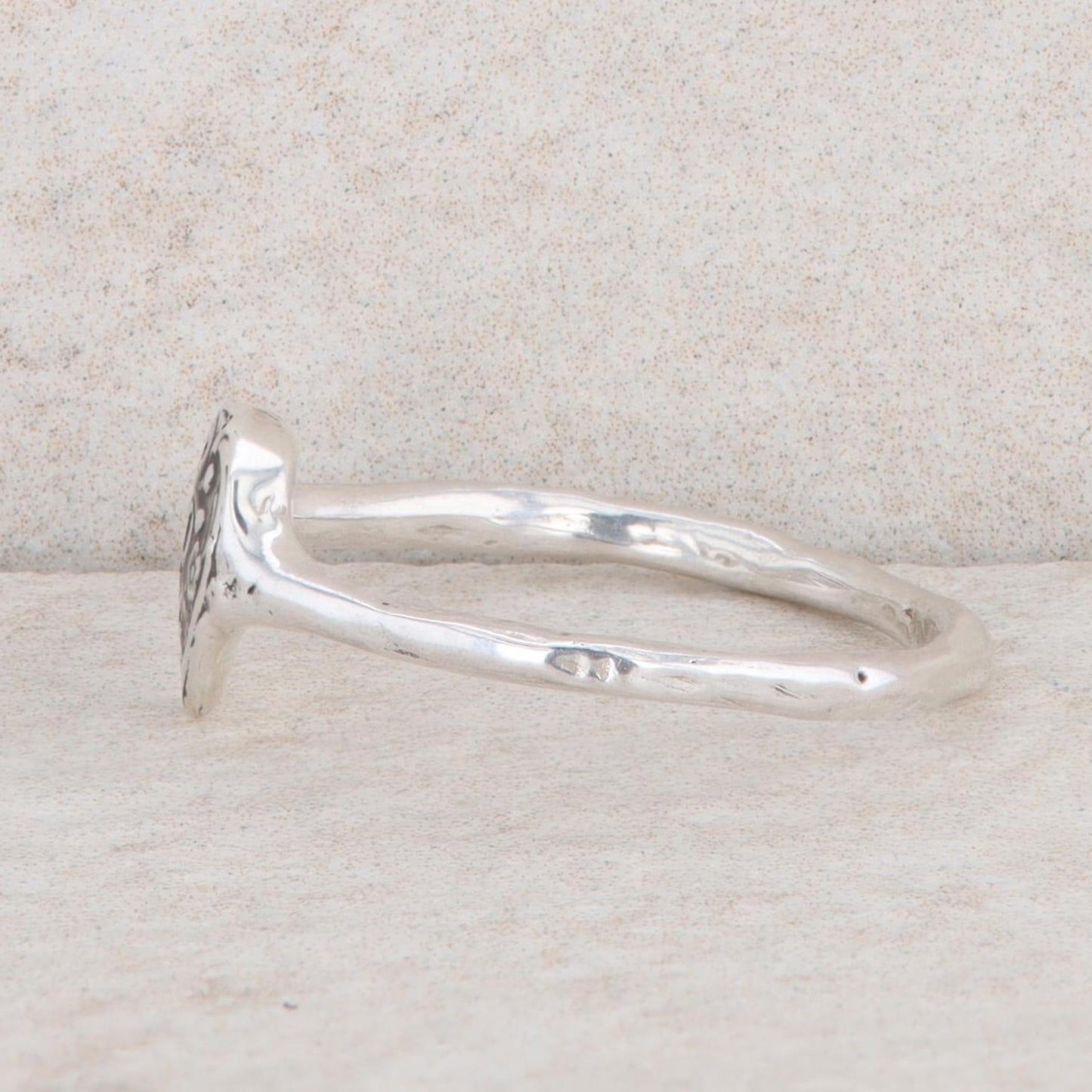 Sterling Silver Branded Pyrrha Mini Skull Ring