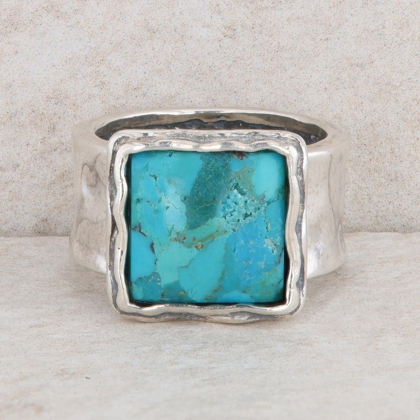 Sterling Silver Composite Turquoise Square Ring
