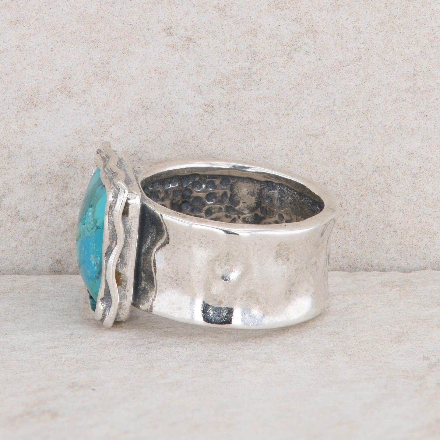 Sterling Silver Composite Turquoise Square Ring