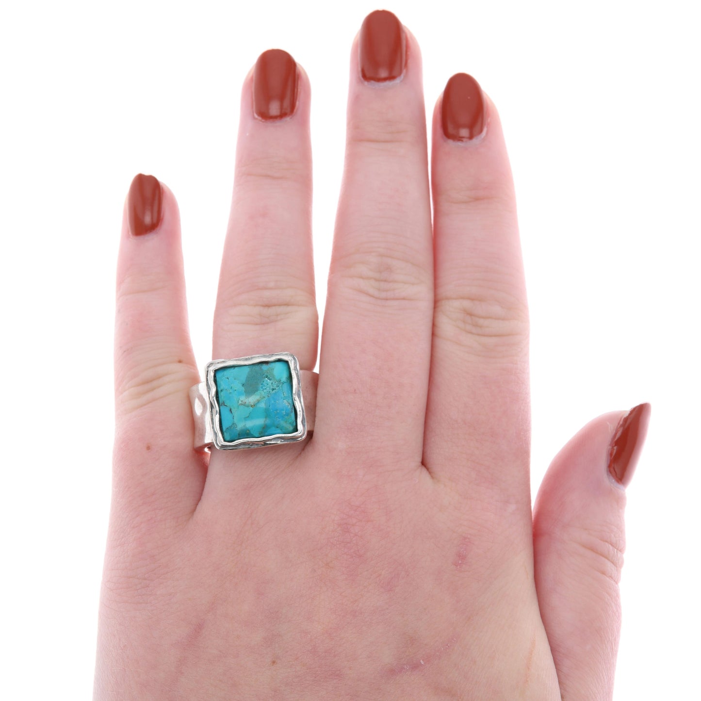 Sterling Silver Composite Turquoise Square Ring