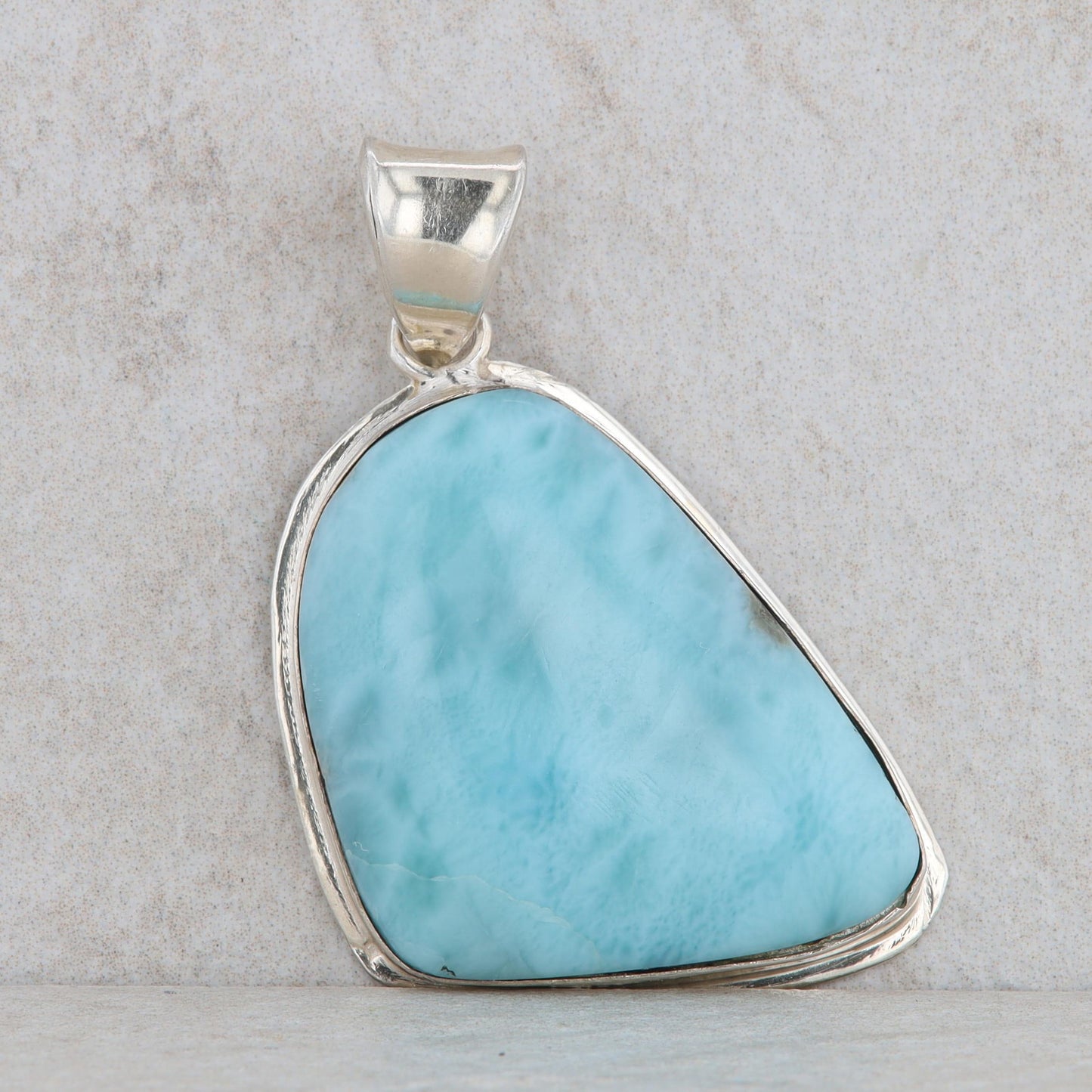 Sterling Silver Larimar Bezel Set Organic Shaped Pendant