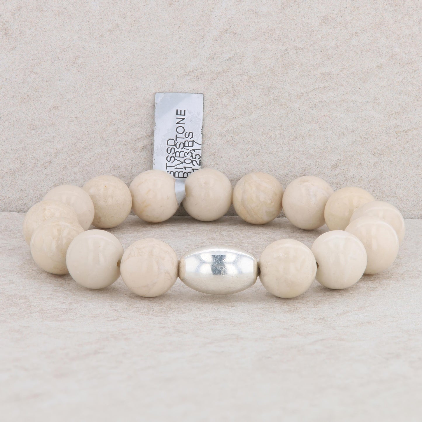 Sterling Silver & Riverstone Beaded Bracelet
