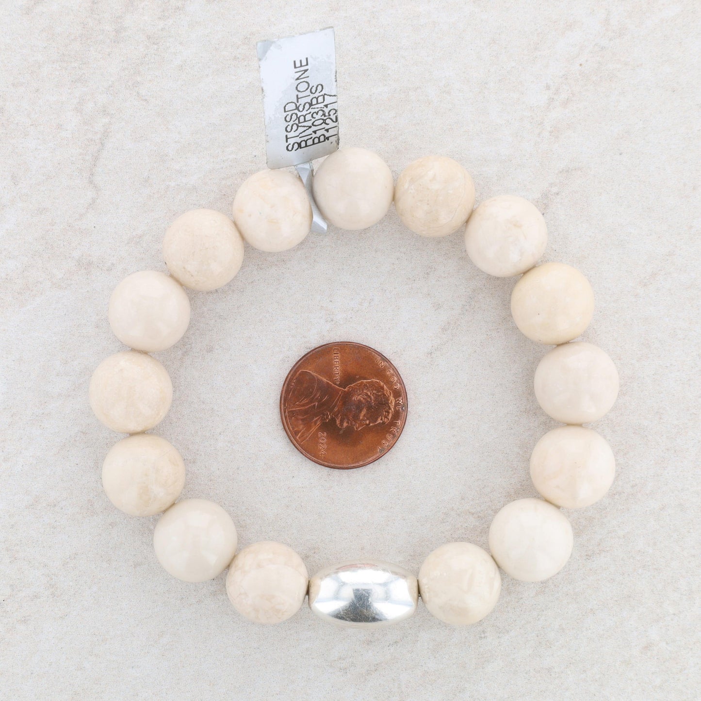 Sterling Silver & Riverstone Beaded Bracelet