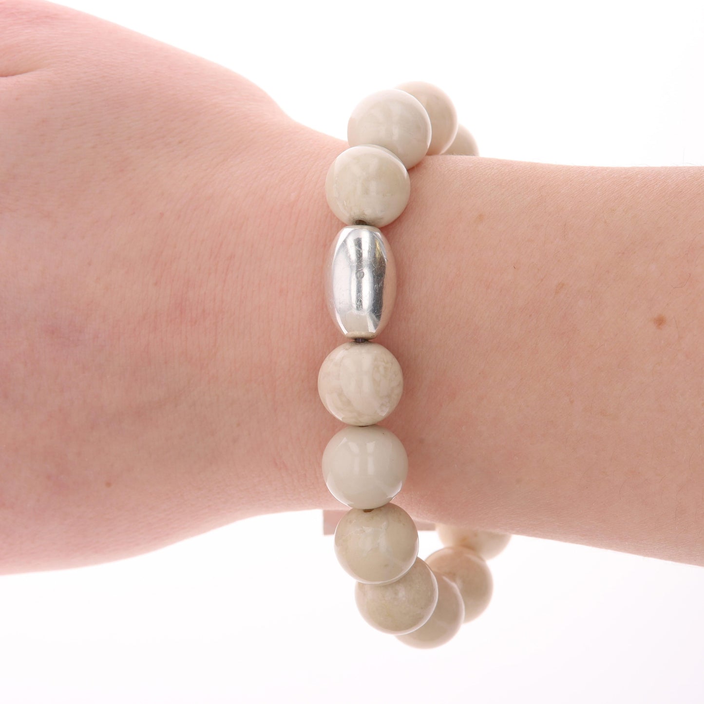 Sterling Silver & Riverstone Beaded Bracelet