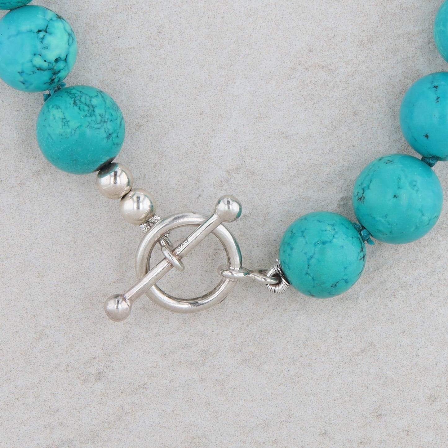 Sterling Silver Crocodile Skin Turquoise Bead Smile Necklace