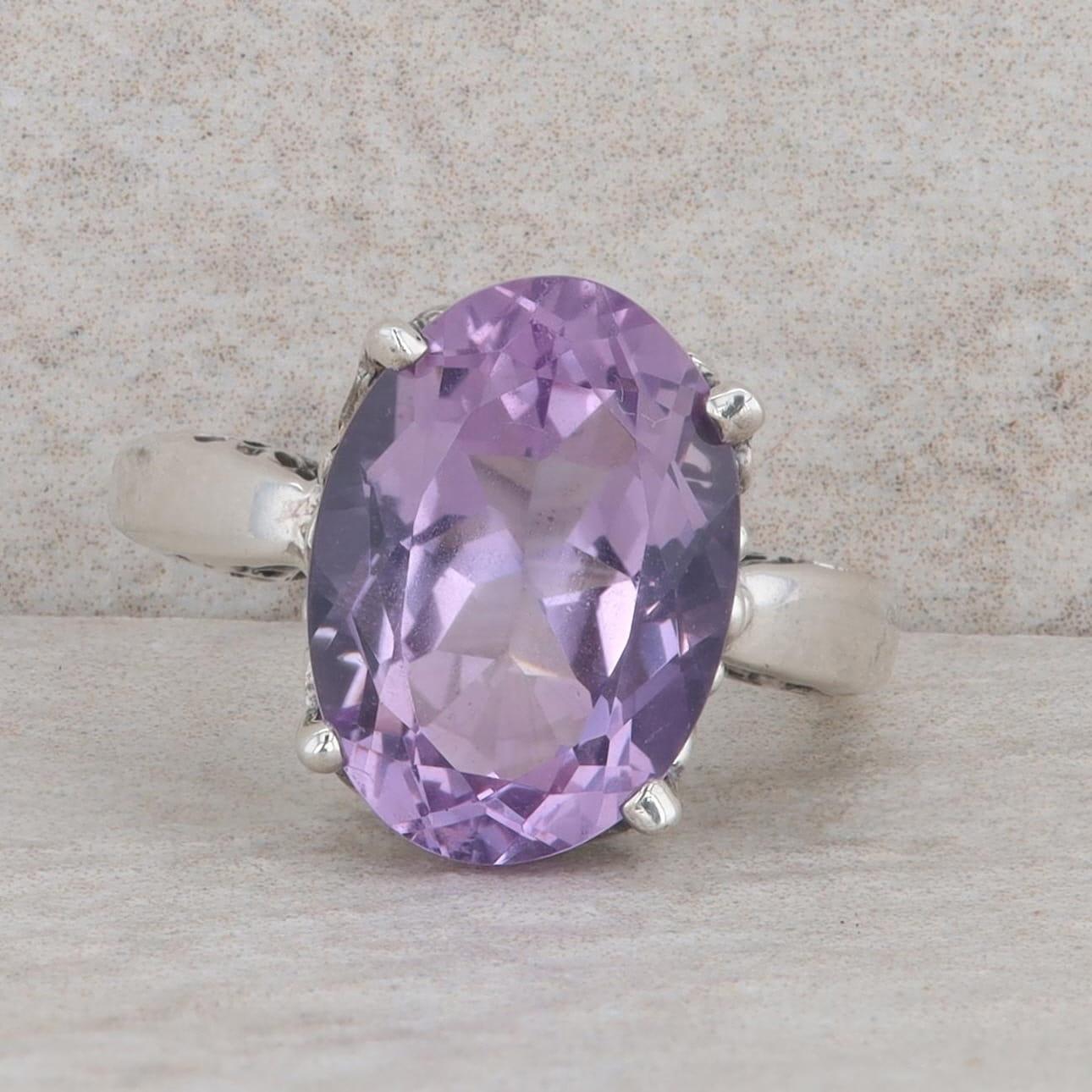 Kabana Sterling Silver Oval Amethyst High Set Ring