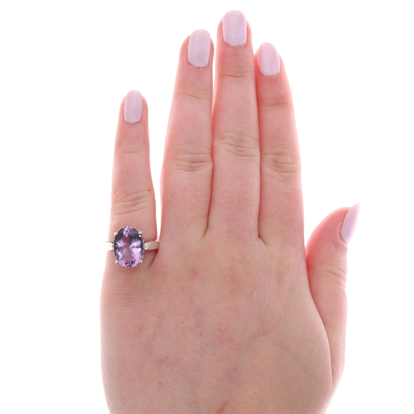 Kabana Sterling Silver Oval Amethyst High Set Ring