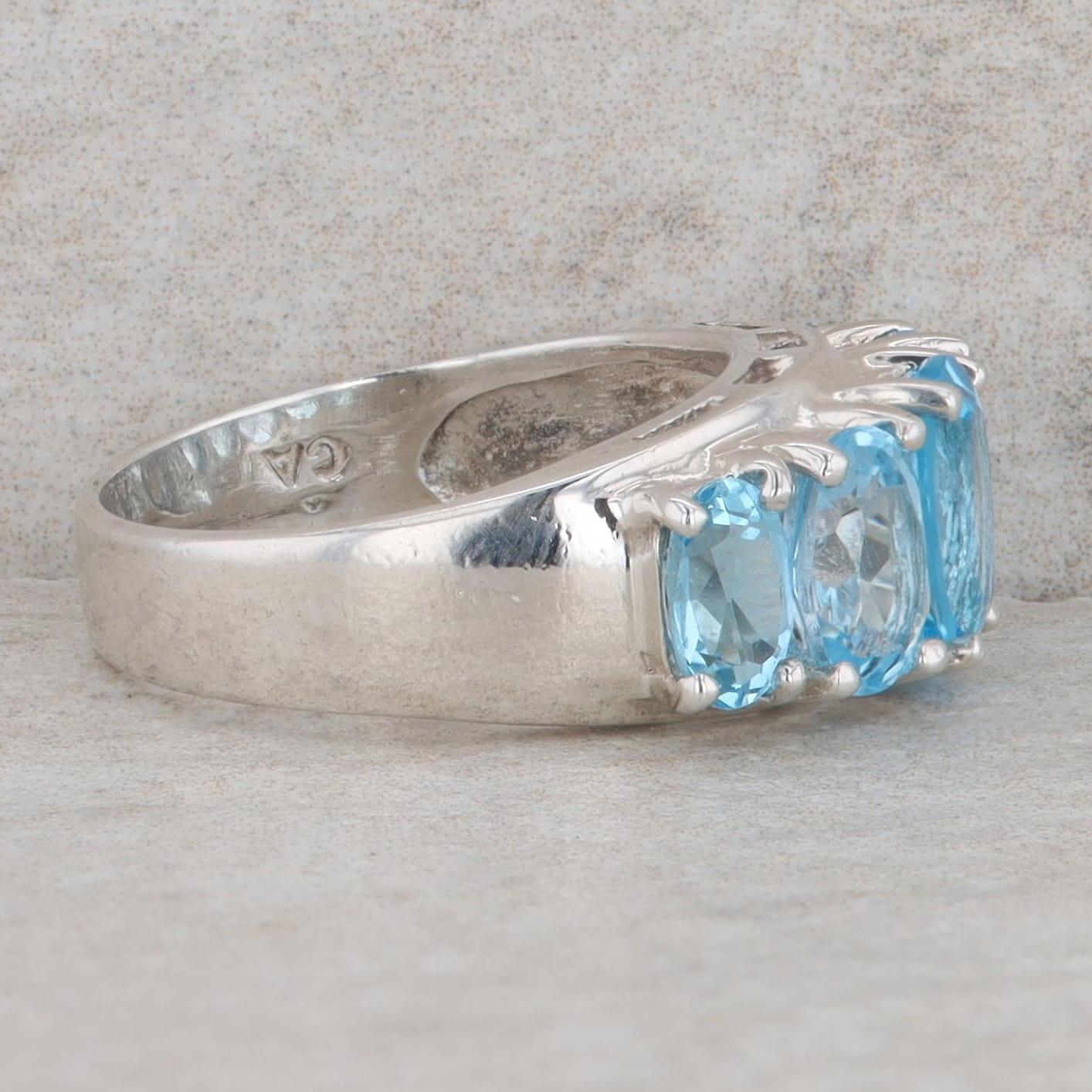 Sterling Silver 5 Oval Swiss Blue Topaz Ring