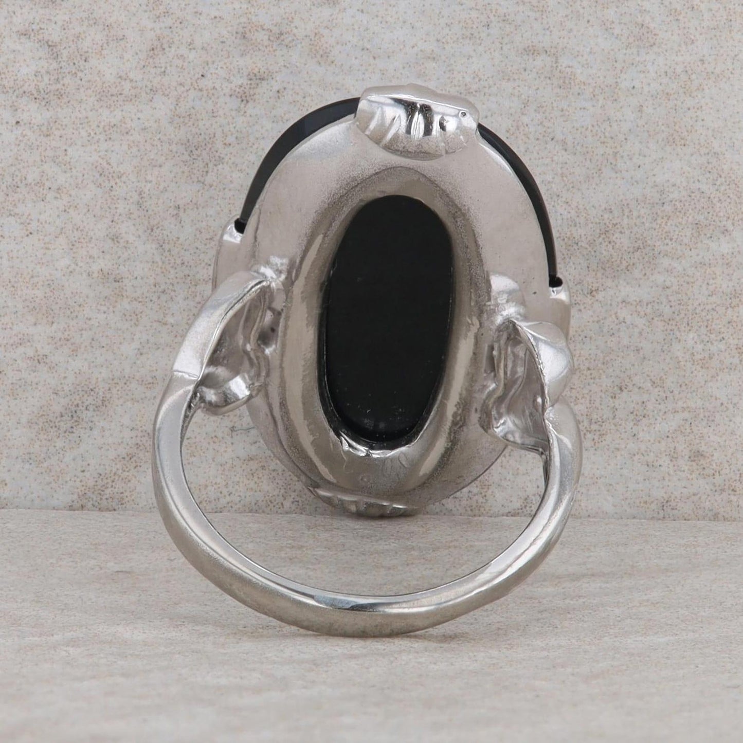 Sterling Silver Buff Top Oval Onyx Ring